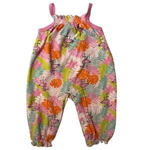 CJP Baby Overall Flamingo & Floral Print Romper 6-9 Months